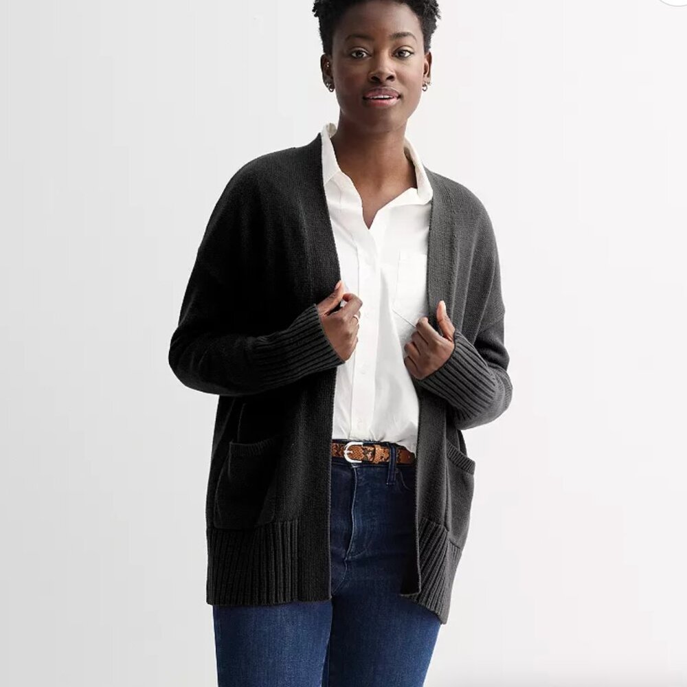 Sonoma Black Open Front Cardigan